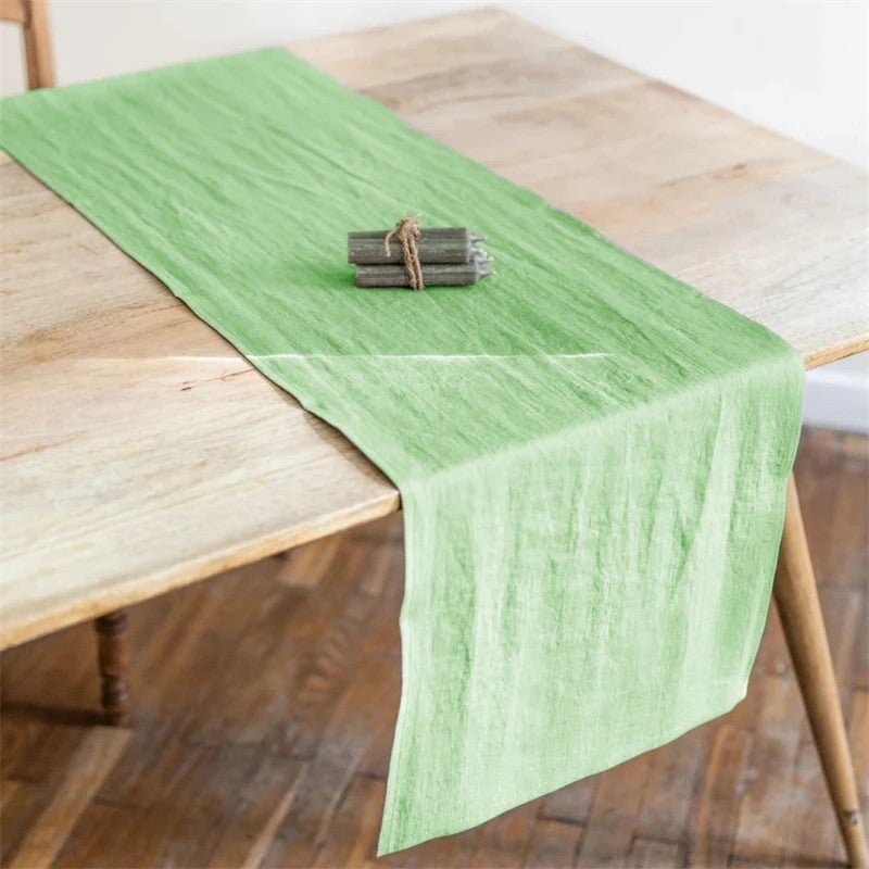 Bluejw 30x200cm French Linen Table Runner for Hotel Napkins Embroidery Punching Table Runner for Wedding  izable - Image 5